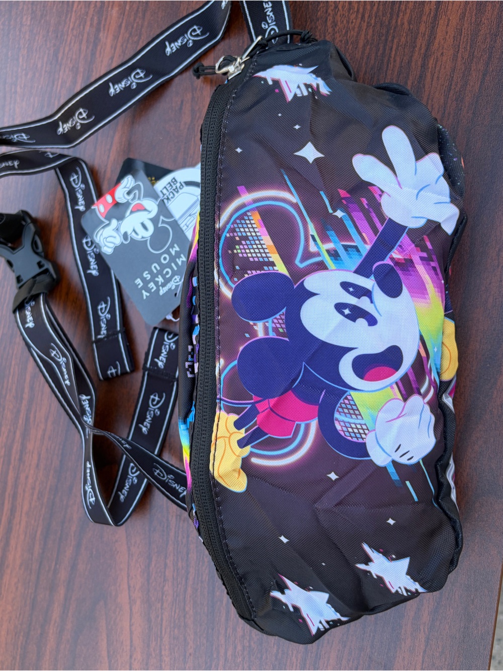 Disney Mickey Mouse Neon Tie Dye Packable Belt Bag Fanny Pack WondaPop NWT